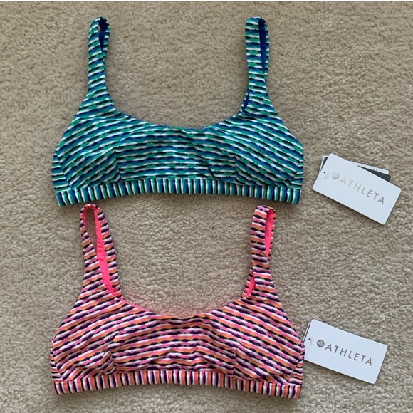 Athleta Marbella Scoop Neck Bikini Tops pink & blue CLEARANCE! - Picture 2 of 8